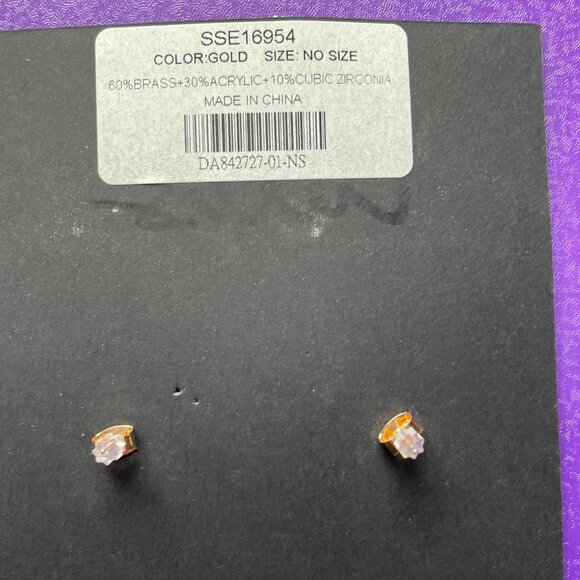 Bundle 3/$12. Lulus Faux Pearl and Gold Tone Earrings with Cubic Zirconia - Picture 3 of 4